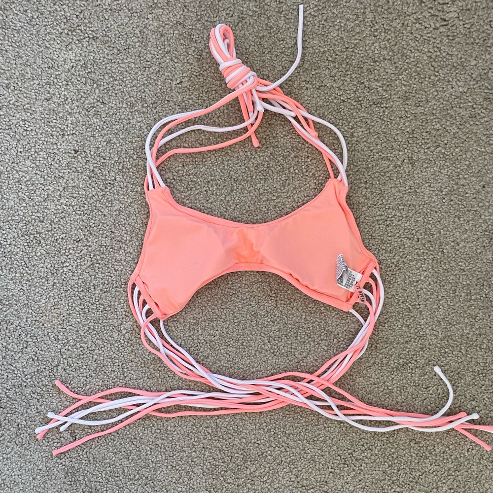 Forever 21 Pink & White Strappy String Bikini Set - Size S